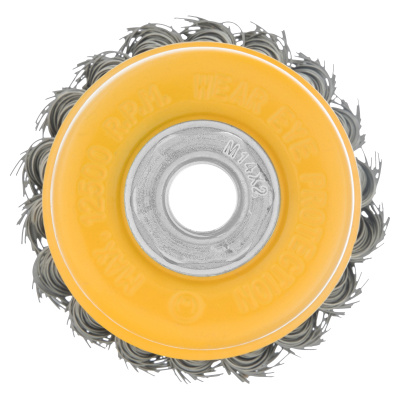 Щетка для УШМ, 75 мм, "Чашка", крученая нержавеющая проволока 0.5 мм, М14 Denzel по ценам производителя в Челябинске с доставкой по всей России