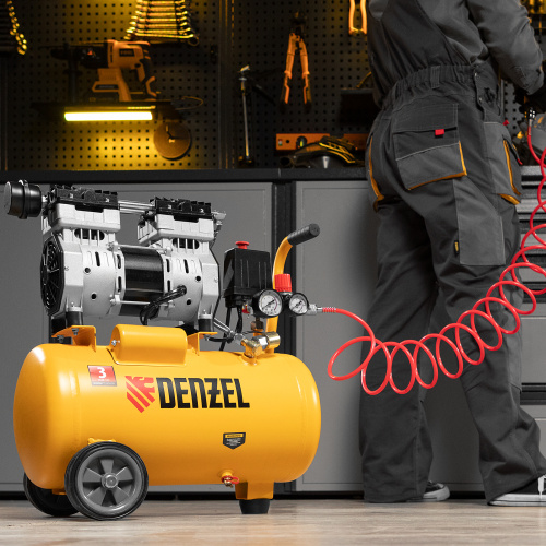 Компрессор DLS950/24 безмаслянный малошумный 950 Вт, 165 л/мин, ресивер 24 л Denzel по ценам производителя в Челябинске с доставкой по всей России