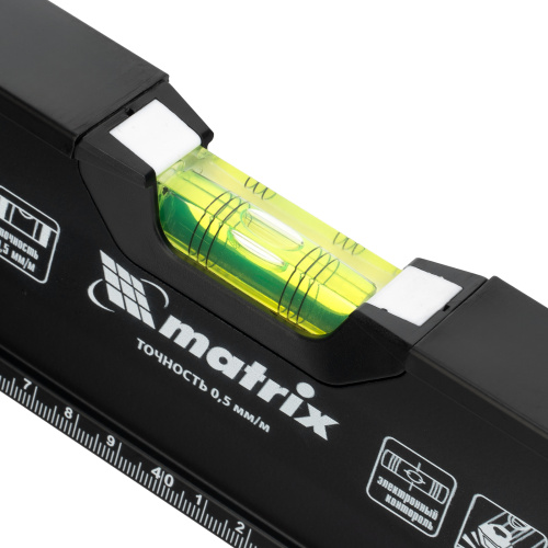 Уровень алюминиевый, усиленный, фрезерованный, 3 глазка, двухкомпонентные рукоятки, 800 мм Matrix по ценам производителя в Челябинске с доставкой по всей России