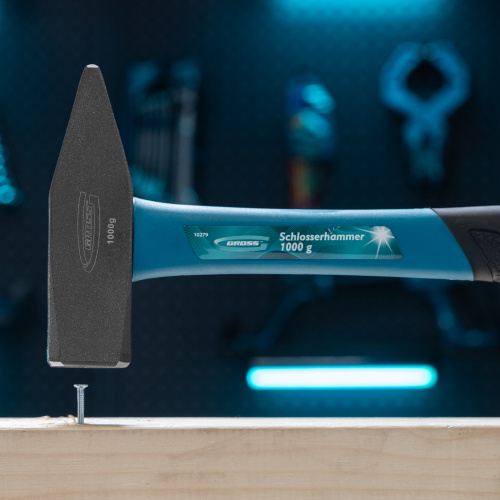Молоток слесарный, 1000 г, квадратный боек, фибергласовая обрезиненная рукоятка Gross по ценам производителя в Челябинске с доставкой по всей России