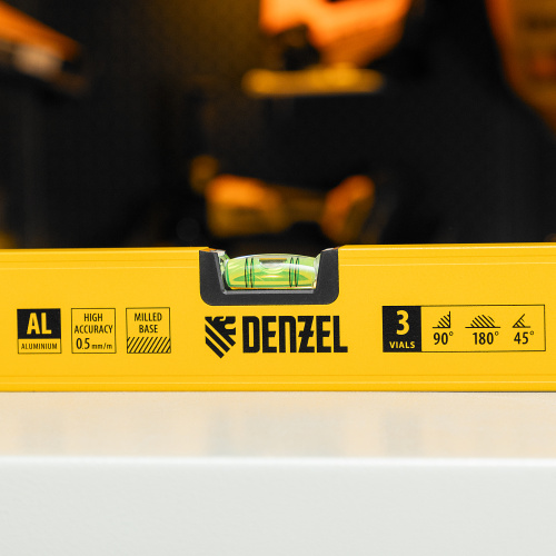 Уровень алюминиевый, магнит, фрезерованный, 3 глазка (1 зеркал.) 0,5 мм/м, 1200 мм Denzel по ценам производителя в Челябинске с доставкой по всей России