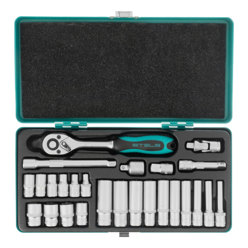 Набор торцевых головок с трещоткой, 1/4", 26 предметов Stels по ценам производителя в Челябинске с доставкой по всей России