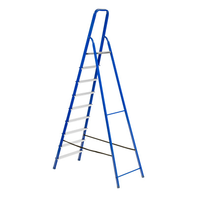 Стремянка, 9 ступеней, стальной профиль, алюминиевые ступени Сибртех по ценам производителя в Челябинске с доставкой по всей России