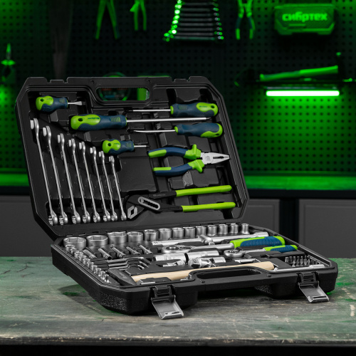 Набор инструментов, 1/2", 1/4", пластиковый кейс 76 предметов Сибртех по ценам производителя в Челябинске с доставкой по всей России