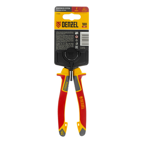 Плоскогубцы комбинированные, диэлектрические трехкомпонентные рукоятки до 1000 В, 180 мм Denzel по ценам производителя в Челябинске с доставкой по всей России