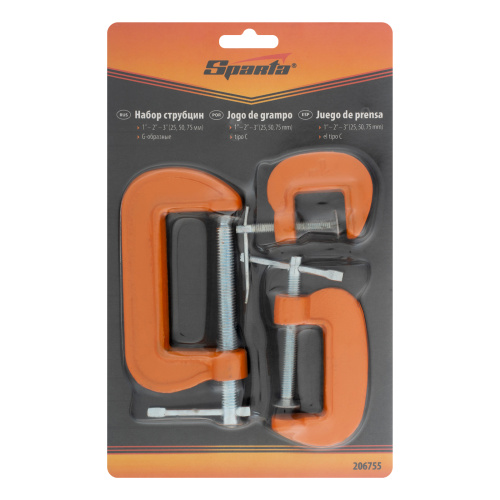 Набор: струбцины G-образные, 3 шт, 25-50-75 мм Sparta по ценам производителя в Челябинске с доставкой по всей России