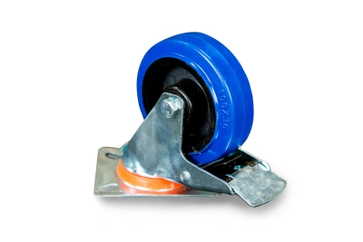 Колесо поворотное из эластичной резины MW70 100 мм с тормозом по ценам производителя в Челябинске с доставкой по всей России