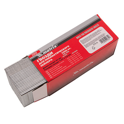 Гвозди для пневматического нейлера, длина 45 мм, ширина 1.25 мм, толщина 1 мм, 5000 шт Matrix по ценам производителя в Челябинске с доставкой по всей России