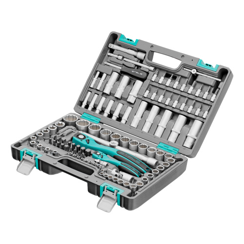 Набор инструментов 1/2", 1/4", CrV, 12 гранные головки, пластиковый кейс, 109 предмета Stels по ценам производителя в Челябинске с доставкой по всей России
