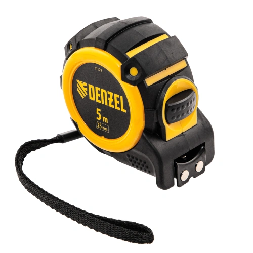 Рулетка 5м х 25мм, автоматич. фиксац., нейлон. покрытие, магнит. зацеп, двухстор. разметка Denzel по ценам производителя в Челябинске с доставкой по всей России