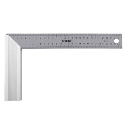 Угольник стальной 300 мм, нержавеющая сталь, градуировка, алюминиевое основание Denzel по ценам производителя в Челябинске с доставкой по всей России