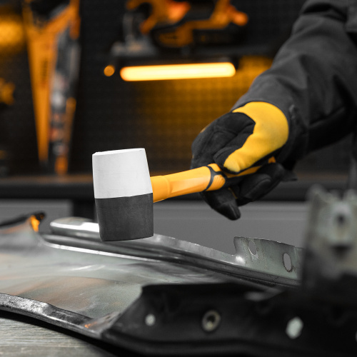 Киянка резиновая, 225 г, черно-белая, фибергласовая рукоятка c TPR покрытием Denzel по ценам производителя в Челябинске с доставкой по всей России