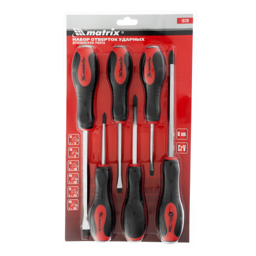 Набор ударных отверток 6 шт, PH1 х 75, PH2 х 100, PH3 х 150, SL5 х 75, SL6 х 100, SL8 х 150, CrV Matrix по ценам производителя в Челябинске с доставкой по всей России
