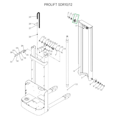Ролик цепи редуктора ведущего колеса в сборе для штабелеров SDR 1-1,2 т, SDR1635 по ценам производителя в Челябинске с доставкой по всей России