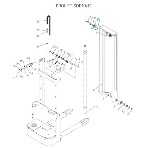 Ролик цепи редуктора ведущего колеса в сборе для штабелеров SDR 1-1,2 т, SDR1635 по ценам производителя в Челябинске с доставкой по всей России
