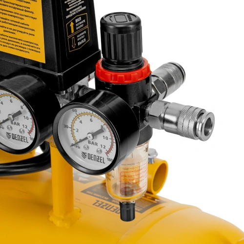 Компрессор безмасляный, малошумный DLS 1800/100,1800 Вт, 3x600, 100 л, 345 л/мин Denzel по ценам производителя в Челябинске с доставкой по всей России