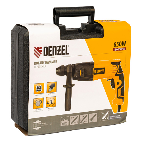 Перфоратор электрический RH-650-18, SDS-plus, 650 Вт, 2.0 Дж, 3 плюс 1 режим Denzel по ценам производителя в Челябинске с доставкой по всей России