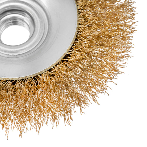 Щетка для УШМ, 100 мм, М14, "тарелка", латунированная витая проволока Matrix по ценам производителя в Челябинске с доставкой по всей России