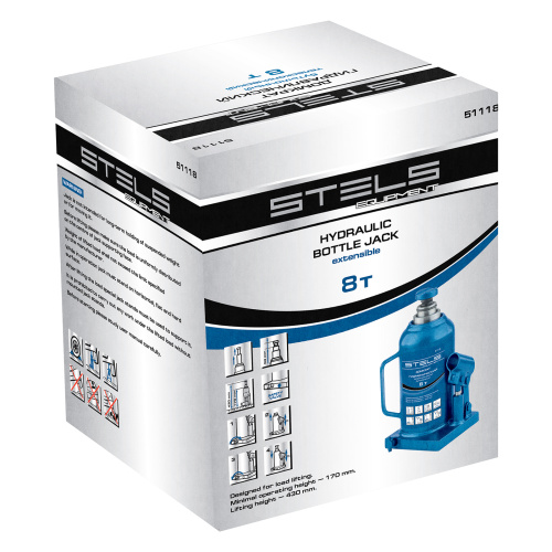 Домкрат гидравлический бутылочный телескопический, 8 т, H подъема 170-430 мм Stels по ценам производителя в Челябинске с доставкой по всей России