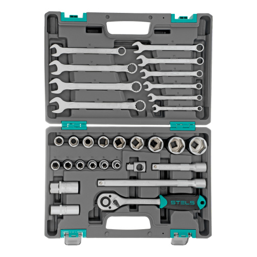 Набор инструментов, 1/2", CrV, пластиковый кейс 31 предмет Stels по ценам производителя в Челябинске с доставкой по всей России