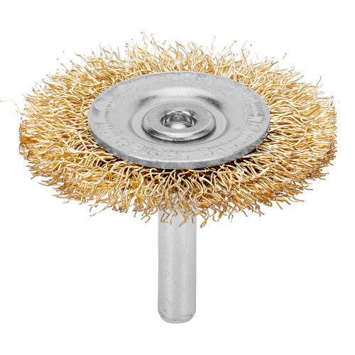 Щетка для дрели, 50 мм, плоская со шпилькой, латунированная витая проволока Matrix по ценам производителя в Челябинске с доставкой по всей России