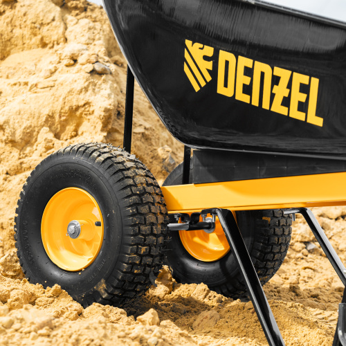 Тачка строительная, усиленная, объем 140 л, 250 кг, двухколесная, колесо 15х6.00-6 Denzel по ценам производителя в Челябинске с доставкой по всей России