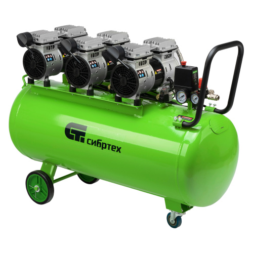 Компрессор безмаслянный малошумный МБ 2250/100, 2250 Вт, 100л, 400 л/мин Сибртех по ценам производителя в Челябинске с доставкой по всей России