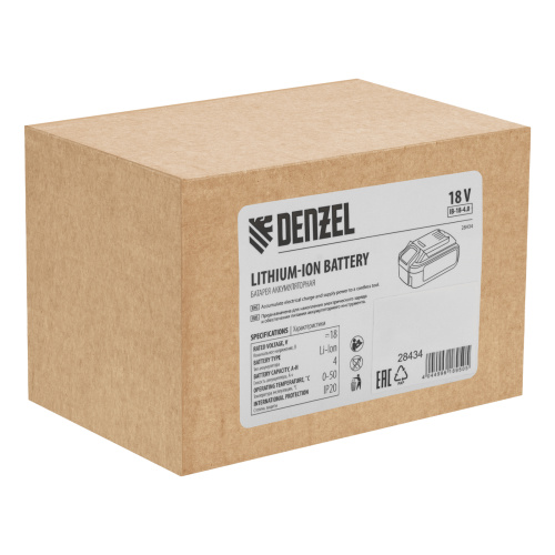 Батарея аккумуляторная IB-18-4.0, Li-Ion, 18 В, 4.0 А/ч Denzel по ценам производителя в Челябинске с доставкой по всей России