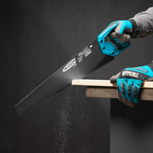 Ножовка по дереву "Piranha", 500 мм, 11-12 TPI, зуб-3D, каленый зуб, тефлоновое покрытие полотна, двухкомпонентная рукоятка Gross по ценам производителя в Челябинске с доставкой по всей России