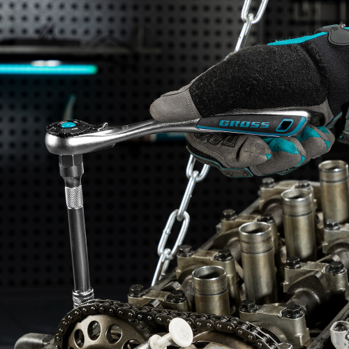 Набор торцевых головок, трещотка 120 зубьев, 3/8", CrV, 12 предметов Gross по ценам производителя в Челябинске с доставкой по всей России