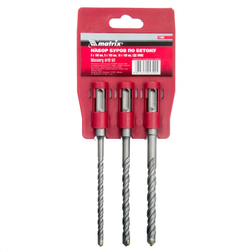 Набор буров по бетону, 6 х 160, 8 х 160, 10 х 160 мм, 3 шт, на подвесной карте, SDS Plus Matrix по ценам производителя в Челябинске с доставкой по всей России