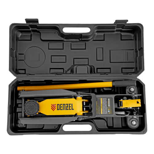 Домкрат гидравлический подкатной, 2 т, 135-385 мм, в пласт. кейсе Denzel по ценам производителя в Челябинске с доставкой по всей России