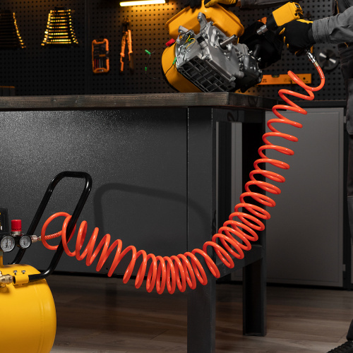 Шланг спиральный воздушный 8 х 12 мм, 18 бар, с быстросъемными соединениями, 10м Stels по ценам производителя в Челябинске с доставкой по всей России