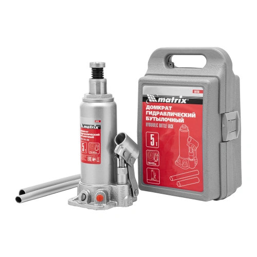 Домкрат гидравлический бутылочный, 5 т, высота подъема 216-413 мм, в пластиковый кейсе Matrix по ценам производителя в Челябинске с доставкой по всей России