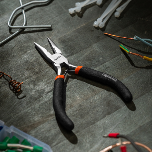 Длинногубцы прямые Mini, 130 мм, никелированные, авторазжим Sparta по ценам производителя в Челябинске с доставкой по всей России