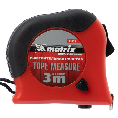 Рулетка Double fixation,3 м х 16 мм,обрезиненный корпус,двойная плавная фиксация Matrix по ценам производителя в Челябинске с доставкой по всей России