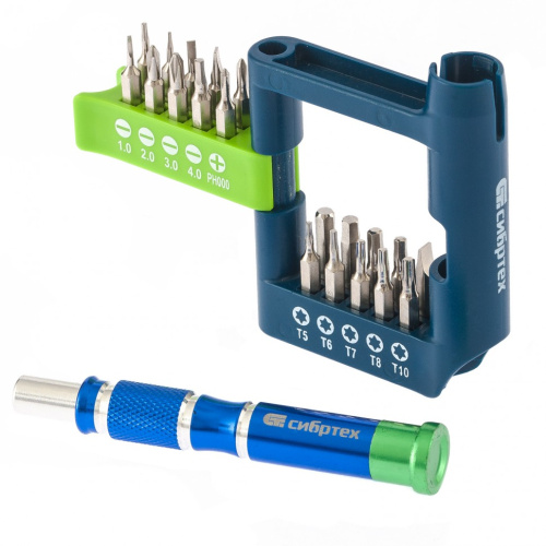Отвертка для точных работ с набором бит, 21 шт, CrV Сибртех по ценам производителя в Челябинске с доставкой по всей России