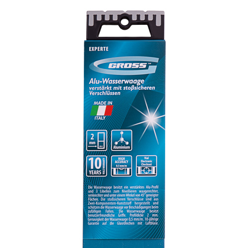 Уровень алюминиевый, 1500 мм, усиленный с ударопрочными заглушками, рукоятки, 3 глазка Gross по ценам производителя в Челябинске с доставкой по всей России