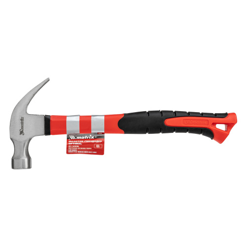 Молоток-гвоздодер optimal, 450 г, боек c магнитом, фибергласовая обрезиненная рукоятка Matrix по ценам производителя в Челябинске с доставкой по всей России