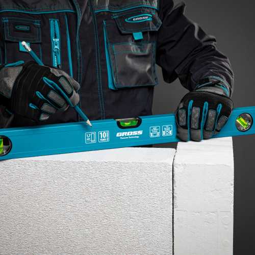 Уровень алюминиевый усиленный, 800 мм, 3 глазка Gross по ценам производителя в Челябинске с доставкой по всей России