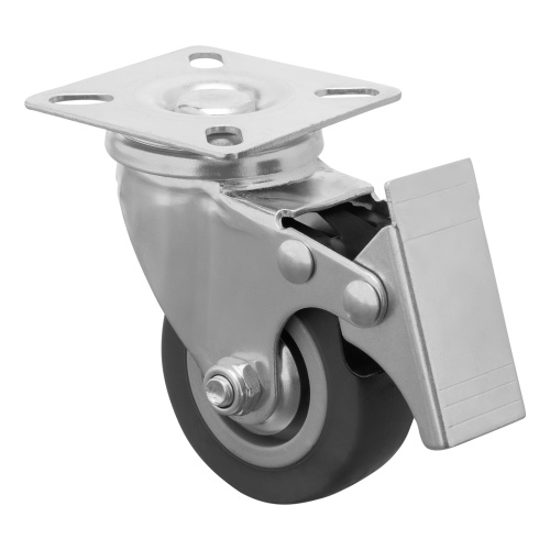 Колесо поворотное с тормозом D 50 мм, крепление  платформенное Сибртех по ценам производителя в Челябинске с доставкой по всей России