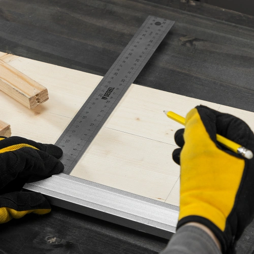 Угольник стальной 400 мм, нержавеющая сталь, градуировка, алюминиевое основание Denzel по ценам производителя в Челябинске с доставкой по всей России