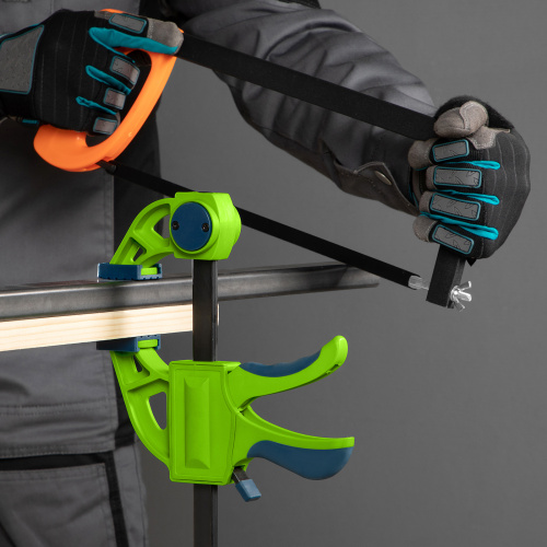 Струбцина F-образная, быстрозажимная, 150 х 70 х 360 мм, пластиковый корпус, фиксатор, двухкомпонентная рукоятка Сибртех по ценам производителя в Челябинске с доставкой по всей России