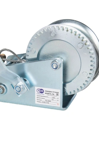 Лебедка ручная барабанная с тросом 1300кг  10м оцинкованная TOR FD по ценам производителя в Челябинске с доставкой по всей России