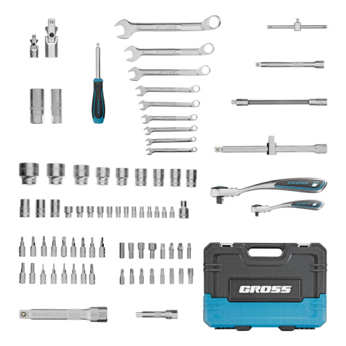 Набор инструментов, 1/4", 1/2", CrV, 120 зубьев, 82 предмета Gross по ценам производителя в Челябинске с доставкой по всей России