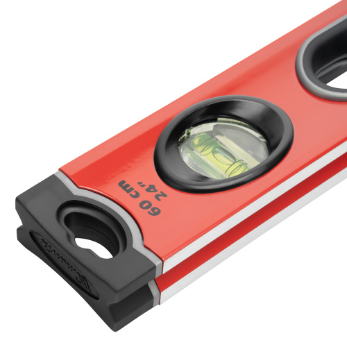 Уровень алюминиевый, 600 мм, 3 глазка, ударопрочные заглушки, двухкомпонентные ручки Matrix ProFI по ценам производителя в Челябинске с доставкой по всей России