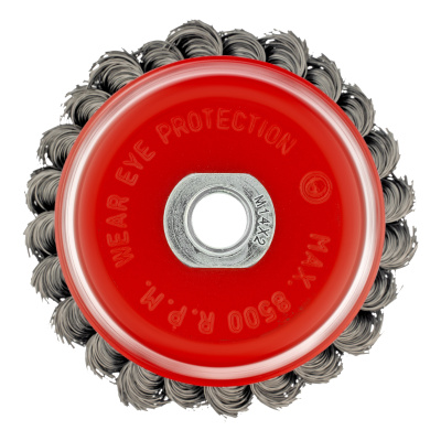 Щетка для УШМ, 100 мм, М14, "чашка", крученая проволока 0.35 мм Matrix по ценам производителя в Челябинске с доставкой по всей России