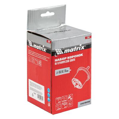 Набор коронок по керамической плитке, 33-67-73 мм, шестигранный хвостовик Matrix по ценам производителя в Челябинске с доставкой по всей России
