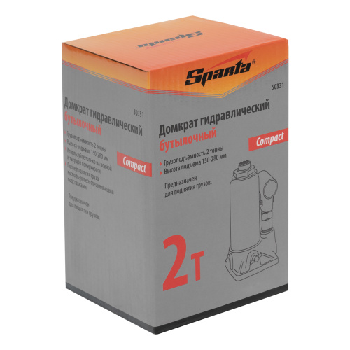 Домкрат гидравлический бутылочный 2 т, h подъема 150-280 мм Sparta Compact по ценам производителя в Челябинске с доставкой по всей России