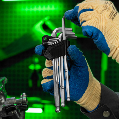 Набор ключей имбусовых, HEX, 1,5-10 мм, CrV, 9 шт., удлиненные, с шаром Сибртех по ценам производителя в Челябинске с доставкой по всей России